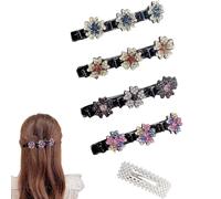Sparkling Crystal Stone Braided Hair Clips, 2024 New Braided Hair Clips for Women, Shiny Elegant Hair Styling Clips, Styling Sectioning Hair Clips For Quick Change Of Look Styling (G 4Pcs)