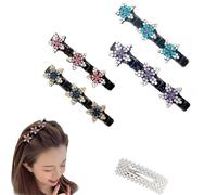 Sparkling Crystal Stone Braided Hair Clips, 2024 New Braided Hair Clips for Women, Shiny Elegant Hair Styling Clips, Styling Sectioning Hair Clips For Quick Change Of Look Styling (H 4Pcs)