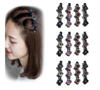 Sparkling Crystal Stone Braided Hair Clips, Braided Hair Clips, Flower Hair Clips for Women, Hair Jewelry for Braids Accessories for Women and Girls (12pcs)