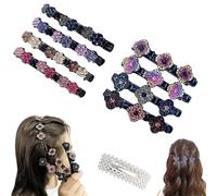 Sparkling Crystal Stone Braided Hair Clips,Rhinestone Braided Hair Clips For Women,Hairpin Duckbill Clip,Styling Sectioning Hair Clips For Quick Change Of Look Styling (A+B 8PCS)