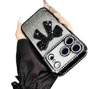 Sparkling Diamond Women's Phone Case with Cute Bow for iPhone 17/16/15/14/13 Pro Max, Luxury 3D Crystal Diamond Bow Phone Case for iPhone 13-17 Series (Black,13promax)