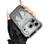 Sparkling Diamond Women's Phone Case with Cute Bow for iPhone 17/16/15/14/13 Pro Max, Luxury 3D Crystal Diamond Bow Phone Case for iPhone 13-17 Series (Silver,14)