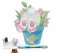 Sparkling Easter Decor, Rhinestone Art, 8 Inch Desktop Bunny with Gem Painting Feature, Holiday Scene Prop, Seasonal Decoration with Colorful Crystals, Tabletop Craft for Dining Room and Room Display