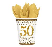 Sparkling Golden Anniversary Paper Cups 266ml /8