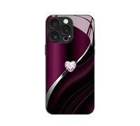 Sparkling Heart Hard Case for iPhone 17/16/15/14/13/12/11 Pro Max, Curve Double Heart Hard Case Made of Shockproof Tempered Glass, Full-Coverage Drop Protection Phones Cases (for iPhone16 Plus,Black)
