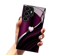 Sparkling Heart Hard Case for Samsung Galaxy S26 Ultra, Shockproof Fully Enclosed Tempered Glass Phone Case for Samsung 21/22/23/24/25/26 Series. (S25FE)