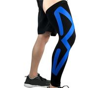 SparklWLeaf Guaina compressiva per gamba Ginocchiere lunghe con manica a compressione su tutta la gamba, calze a antiscivolo, maniche sportive for uomo e donna(1PC Blue,XL(38-54cm))