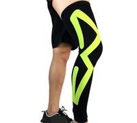 SparklWLeaf Guaina compressiva per gamba Ginocchiere lunghe con manica a compressione su tutta la gamba, calze a antiscivolo, maniche sportive for uomo e donna(1PC Green,XL(38-54cm))