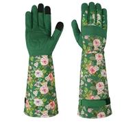 SparklWLeaf Guanti da giardinaggio lunghi Guanti da giardinaggio con schermo touch-screen, anti-spine, a maniche lunghe, polsini giardino, resistenti, for lavori in e all'aperto(Dark Green)