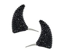 Sparkly Rhinestone Devil Horn Hair Clips (2 Pack) - Cute Glitter Horn Barre