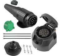 SPARKMOTO 12V Spina Presa Rimorchio 13Poli Impermeabile per Auto RV gancio traino,Spina Rimorchio 13 Poli E Presa Rimorchio 13 Poli,con Guarnizione Kit isolante E copertina verde(2 uscite per cavi)