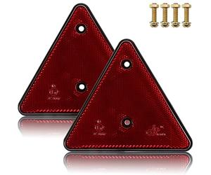 SPARKMOTO 2 pezzi Catarifrangenti Triangolari Posteriori,triangolo catarifrangente rimorchio con viti,Catarifrangenti Triangolo per Rimorchio,Omologazione ECE R3 Classe IIIA Riflettore Triangolo Rosso