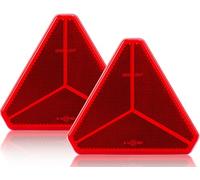 SPARKMOTO 2 pezzi Catarifrangenti Triangolo Rosso,triangolo catarifrangente rimorchio con Autoadesivi,Catarifrangenti Triangolo per Rimorchio,Omologazione ECE R3 Classe IIIA Riflettore Triangolo Rosso