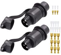 SPARKMOTO 2 Pezzi Spina 3 Poli Rimorchio Impermeabile,12V 24V Spina 3 Poli Maschio Trattore Adatto per Rimorchio RV Macchine Agricole Camion,Connettore 3 Poli,Include componenti di montaggio