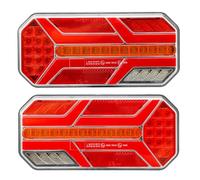 SPARKMOTO 2 x Fanali Posteriori Led Rimorchio Con Luce Targa,Fari Rimorchio Led Omologati 12V 24V Per Camion, Furgone, Roulotte, Veicoli Agricoli, Fanale posteriore rimorchio 7 Funzioni