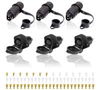 SPARKMOTO 3 Pezzi Spina 3 Poli E Presa 3 Poli Trattore Impermeabile,12V 24V Spina 3 Poli Maschio E Presa 3Poli Femmina Trattore Adatto per Rimorchio RV Macchine Agricole Camion,DIN 9680(3 Pezzi)