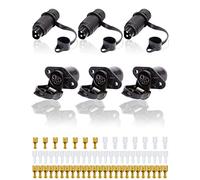 SPARKMOTO 3 Pezzi Spina 3 Poli Trattore E Presa 3 Poli Trattore Impermeabile,Norma DIN 9680,12V 24V Spina 3 Poli Maschio Trattore E Presa 3 Poli Femmina Trattore Adatto per Rimorchio,Connettore 3 Poli