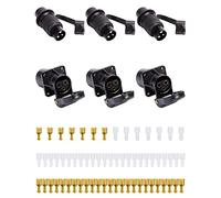 SPARKMOTO 3 Pezzi x Spina 3 Poli E Presa 3 Poli per Rimorchio Trattore, 12V Spina E Presa Rimorchio 3 Poli Impermeabile Connettori, Spina 3 Poli per Trattore RV Rimorchio Camion Macchine Agricole