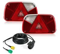 SPARKMOTO Kit Fanali Posteriori Rimorchio 13 Poli Con Cavo 4 m, Set Di Luci Rimorchio 13 Poli Con Kit Di Cablaggio Spina 13 Pin e Cavo Per Rimorchio Agricolo, Caravan, Camion