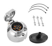 SPARKMOTO Metallo Presa Rimorchio 7 Poli, 12V Presa 7 Poli Rimorchio Alluminio Femmina,con Guarnizione Kit Isolante per Prese 7 Poli RimorchioMetallo,Presa 7 Poli Impermeabile per Rimorchio Auto RV