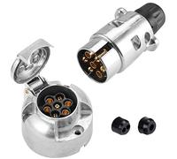 SPARKMOTO Metallo Presa Rimorchio 7 Poli E Metallo Spina Rimorchio 7 Poli, 12V Spina E Presa Rimorchio 7 Poli Alluminio Maschio e Femmina Impermeabile Spina Presa 7 Poli per Rimorchio RV(Alluminio B)