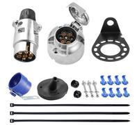 SPARKMOTO Metallo Presa Rimorchio 7 Poli E Metallo Spina Rimorchio 7Poli,12V Spina Presa Rimorchio 7Poli Alluminio Impermeabile,con Staffa di Montaggio,Guarnizione E porta spina rimorchio(Alluminio B)