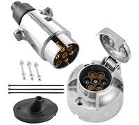 SPARKMOTO Metallo Spina Rimorchio 7 Poli E Metallo Presa Rimorchio 7 Poli, 12V Spina E Presa Rimorchio 7 Poli Alluminio Maschio e Femmina,con Guarnizione Kit isolante per prese Rimorchio(Alluminio A)