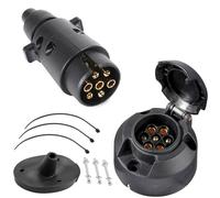 SPARKMOTO Presa 7 Poli Spina 7 Poli Rimorchio,Norma ISO 1724,12V Spina Rimorchio 7 Poli E Presa Rimorchio 7 Poli,con Guarnizione Kit isolante e Impermeabile per prese Rimorchio(cappuccio di gomma)