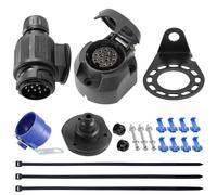 SPARKMOTO Presa Rimorchio 13 Poli E Spina Rimorchio 13 Poli,Norma ISO11446,Spina Presa Rimorchio 13 Poli Impermeabile per Auto RV,con Staffa di Montaggio,Guarnizione E porta spina rimorchio blu(Breve)