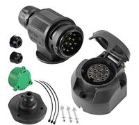 SPARKMOTO Presa Rimorchio 13 Poli E Spina Rimorchio 13 Poli,Norma ISO11446,Spina Presa Rimorchio 13 Poli Impermeabile per Auto RV,con Guarnizione Kit isolante E Tappo di protezione verde(Breve)