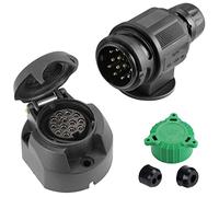 SPARKMOTO Presa Rimorchio 13 Poli E Spina Rimorchio 13 Poli,Norma ISO11446,Spina Presa Rimorchio 13 Poli Impermeabile per Auto RV gancio traino presa Spina 13 Poli Rimorchio,con copertina verde(Breve)