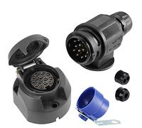 SPARKMOTO Presa Rimorchio 13 Poli E Spina Rimorchio 13 Poli,Norma ISO11446,Spina Presa Rimorchio 13Poli Impermeabile per Auto RV portabiciclette Spina presa 13Poli Rimorchio,con porta spina blu(Breve)