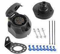 SPARKMOTO Presa Rimorchio 13 Poli Impermeabile,Norma ISO11446,12V Presa 13 Poli Rimorchio femmina per Auto Camion gancio traino Connettori,con Staffa di Montaggio E Guarnizione isolante(Presa 13 Poli)