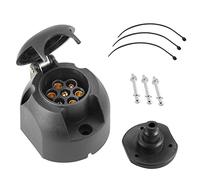 SPARKMOTO Presa Rimorchio 7 Poli, Norma ISO 1724,12V Presa 7 Poli Rimorchio Impermeabile,con Guarnizione Kit Isolante,12V Impermeabile Presa 7 Poli Rimorchio Femmina per Auto RV Camion(Lato Piatto)