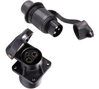 SPARKMOTO Presa Spina 3 Poli Trattore Impermeabile,12V 24V Spina 3 Poli Maschio Trattore E Presa 3 Poli Femmina per Trattore Rimorchio RV Macchine Agricole Camion,Norma DIN 9680(4 fori di Montaggio B)