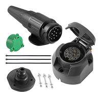 SPARKMOTO Spina 13 Poli E Presa 13 Poli Rimorchio Impermeabile,presa per rimorchio 13 poli spina per rimorchio 13 poli per Auto RV gancio traino,con Guarnizione Kit isolante E copertina verde(Nuovo)