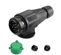 SPARKMOTO Spina 13 Poli Rimorchio Impermeabile,12V Spina Rimorchio 13 Poli per Auto Roulotte,Spina 13 Poli portabiciclette,Spina 13 Poli Rimorchio con copertura protettiva verde,Norma ISO11446(Lungo)