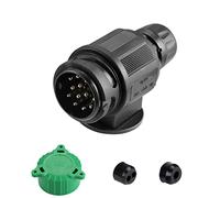 SPARKMOTO Spina 13 Poli Rimorchio Impermeabile,Norma ISO11446,12V Spina Rimorchio 13 Poli per Auto RV Camion Roulotte gancio traino Spina 13 Poli Rimorchio con cappuccio protettivo verde(Breve)