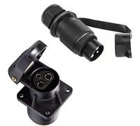 SPARKMOTO Spina 3 Poli E Presa 3 Poli per Rimorchio Trattore, 24V 12V Spina 3 Pol E Presa Rimorchio 3 Poli Impermeabile Connettori, Presa 3 Poli Trattore E Spina 3 Poli Trattore(4 fori di Montaggio A)