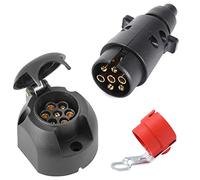 SPARKMOTO spina 7 poli rimorchio maschio e presa 7 poli femmina,12v spinotto 7poli presa 7poli impermeabile per rimorchio roulotte auto adattatore a spina e presa 7poli con porta spina rimorchio rosso