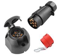 SPARKMOTO Spina Rimorchio 7 Poli E Presa Rimorchio 7 Poli, 12V Spina E Presa Rimorchio 7 Poli Impermeabile Connettori Rimorchio,Presa 7 Poli Rimorchio Spina 7 Poli con Porta Spina rimorchio Rosso