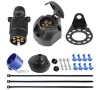 SPARKMOTO Spina Rimorchio 7 Poli E Presa Rimorchio 7 Poli,12V Spina Presa Rimorchio 7 Poli,con Staffa di Montaggio,Guarnizione E porta spina rimorchio,Impermeabile Spina 7 Poli Presa 7 Poli Rimorchio