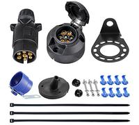 SPARKMOTO Spina Rimorchio 7 Poli E Presa Rimorchio 7 Poli,con Metallo Staffa di Montaggio,Guarnizione isolante E porta spina rimorchio kit,12V Impermeabile Spina E Presa 7 Poli Rimorchio(tappo a vite)