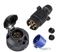 SPARKMOTO Spina Rimorchio 7 Poli E Presa Rimorchio 7 Poli, Norma ISO 1724,Impermeabile 12V Presa 7 Poli Femmina E Spina 7 Poli Maschio Rimorchio con Porta Spina rimorchio Blu(Tappo a Vite)