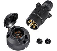 SPARKMOTO Spina Rimorchio 7 Poli E Presa Rimorchio 7 Poli, Norma ISO 1724,Impermeabile 12V Spina E Presa 7 Poli Rimorchio Maschio Femmina per Il Collegamento di Rimorchi e Roulotte(Tappo a Vite)