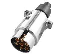 SPARKMOTO Spina Rimorchio 7 Poli Metallo,12V Spina 7 Poli Rimorchio Alluminio Maschio, Spina 7 Poli Impermeabile per Rimorchio Roulotte RV Camion portabiciclette Spina 7 Poli,(cappuccio di gomma)