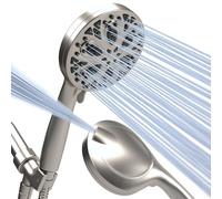SparkPod 10-Mode Handheld Shower Head with Hose - 5" High Pressure Shower Head Set with Touch-to-Clean Nozzles, Built-In Power Jet, Stainless Steel 6ft Hose & Bracket (Brushed Nickel)
