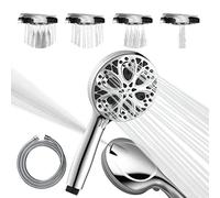 Sparkpod 10-Setting High Pressure Shower Head - Luxury 13 cm High Flow Hand Held Shower Head with High Pressure Jets - High Quality Premium ABS and Stainless Steel Hose (Chrome)