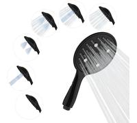 SparkPod 6 Function High Pressure Shower Head 6`` Black NUOVO