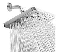 SparkPod Fixed Shower Head - High Pressure Rain - Luxury Modern Chrome Look - Easy Tool Free Installation - The Perfect Adjustable Replacement (Chrome, 20cm Square)